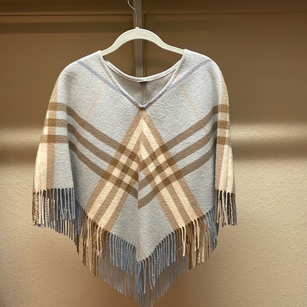 Womens cape one size light blue brow beige